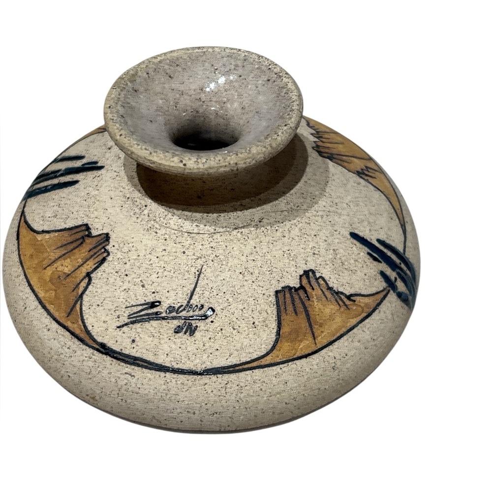 VTG Clay‎ Pot Bud Vase Artist Signed: Rodoug Saguaro Cactus Southwest Desert